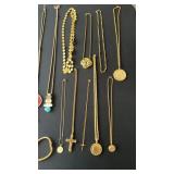 Large lot of ladies gold tone costume jewelry,