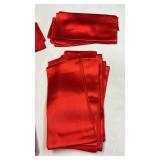 (2) Red Satin Table Runners & (11) Chair Ties;