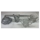 Vintage toy glass table set 'Buzzsaw' pattern.