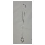 14 karat white chain and oblong pendant paved