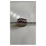 14 karat white gold, ruby and diamond band 3.9 GR