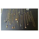 Large lot of necklaces, gold color, vintage,