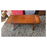 Leather inlay, coffee tableDrop leaf sides, 22