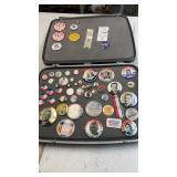 Olympus case with vintage political buttons,