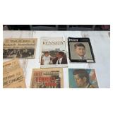 Large lot of vintage John F. Kennedy newspapers,