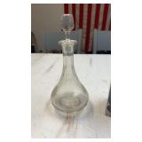Vintage glass whiskey decanter etched with