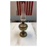 Vintage antique brass oil lamp with clear glass
