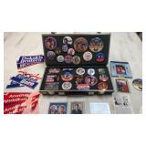 Political buttons, promo cards, bumper stickers,