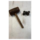 Vintage primitive wooden mallet tool and antique
