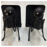 Mid century modern black metal bookends stick