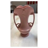 Abingdon USA pottery 2 handle pink vase 9 inch