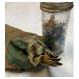 Vintage Marbles in jar, marble bag and Joliet