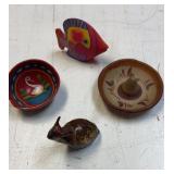 Mexican folk art hand painted fish, gourd art
