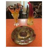 Vintage Kanawha Glass Co Amberina Crackle Glass