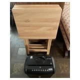 (3) Wood TV Trays and Paper Shredder