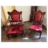 Vintage Wood Arm Chair and Side Chair