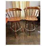 (2) Wood Bar Stool w/metal foot ring