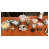 Large lot of Trinket Boxes, frames, Vase, Glass