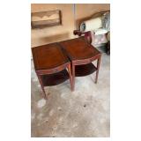 2 leather, inlay side tables