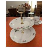 Vintage Moss Rose pattern porcelain lidded dish &