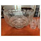 Vintage L.E. Smith Glass Punch Bowl "Pinwheel and