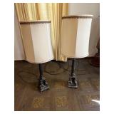 (2) Antique Brass Lamps with Angel details