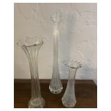 (3) Vintage 'Swung' Vases Depression Glass