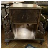 Vintage Wood Smoking side table with magazine