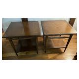 (2) Antique wood End Tables with bottom shelf