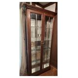 Wood Curios Display Cabinet with Glass Shelves &