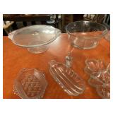 Vintage Glass collection, Cake plate, Large bowl,