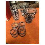 Large lot: (4) bowls & one glass Art Nouveau style