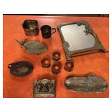 Lot of (8) Brass Items including mirror, trinket