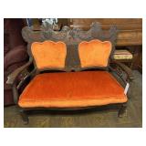 Antique wood settee