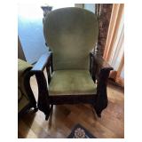 Antique Large Wooden Rocking Chair with Attached