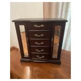 Wood Jewelry Box w/glass doors 12x12x5