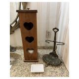 Wood Toilet Paper Holder w/lid  23" tall; Metal