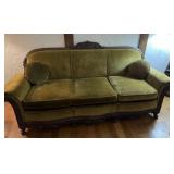 Vintage Victorian Style Green Velvet Couch with