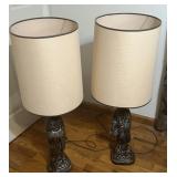 (2) Vintage Heavy Oriental Figure Lamps