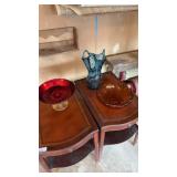 Colorful serving pieces and vase