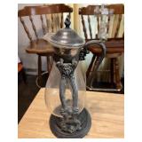 Antique silver-plated tilting carafe and warming