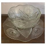 Vintage Indiana Glass Saratoga Pattern Punch Bowl