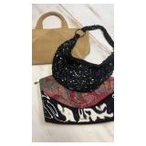 (3) Handbags/Purses, beaded matte gold