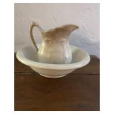 Vintage Pottery Pitcher and Wash Basin Set