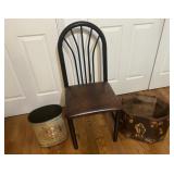 Metal chair with faux leather, vintage metal trash