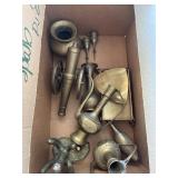 Brass items, including pictures, cactus, Cannon,
