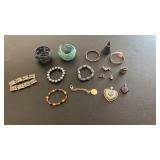 Jewelry lot of bracelets, pendants, charms, rings
