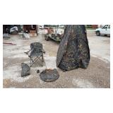 Portable hunting blind camo chair with case
