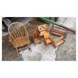 Childï¿½s rocker doll chairs and cradle