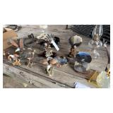 Kerosene lamp, ceramic eagle items. Several of